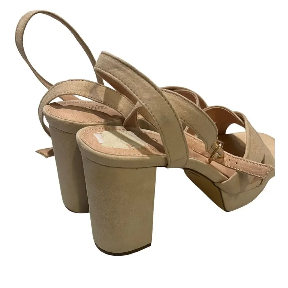NWOB Rohb  by Joyce Azria Tan Suede Platform Heels Women's Sz 8